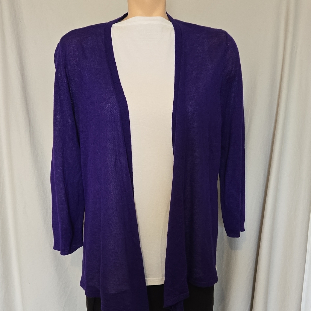Chico's Deep Purple Open Front Cardigan